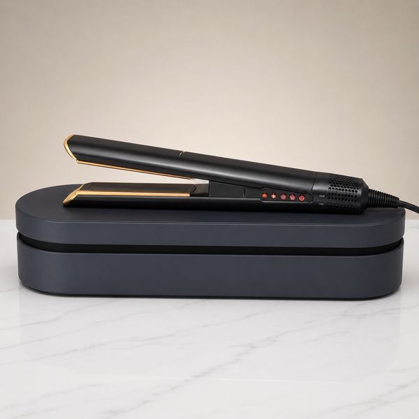 Выпрямитель для волос Hairtools Airstrait HT01 Strawberry Onyx Black/Gold с кейсом HT01-BL-C фото