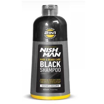 Шампунь-краска для волос, бороды и усов Nishman Hair Bear Care Black Shampoo, 400 мл (10703001) 10703001 фото