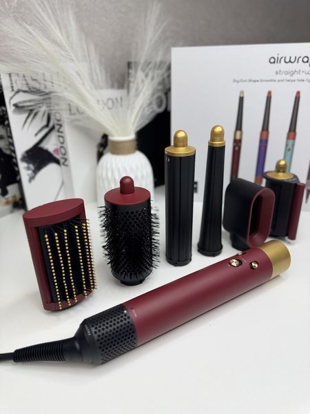 Стайлер для волос Hairtools HS08 Airwrap Straight & Wavy Red Velvet/Gold 6 насадок HS08-RVG фото