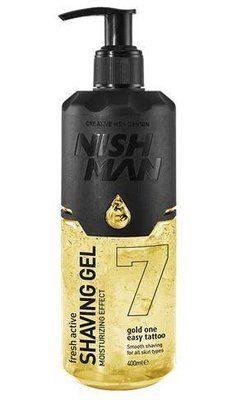 Гель для бритья Nishman №7 Easy Tattoo Gold One Shaving Gel золотой с дозатором, 400 мл 10104010 фото