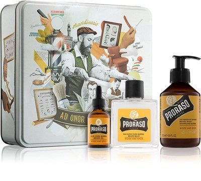 Набор для бороды Proraso Wood&Spice в металлической коробке ( шампунь, бальзам и масло) 11001016 фото